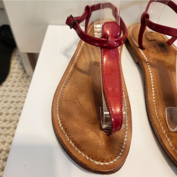 K.JACQUES St. Tropez "PICON" Red Patent Leather Thong Sandals sz.8/38 Ret.$270 - Picture 8 of 12